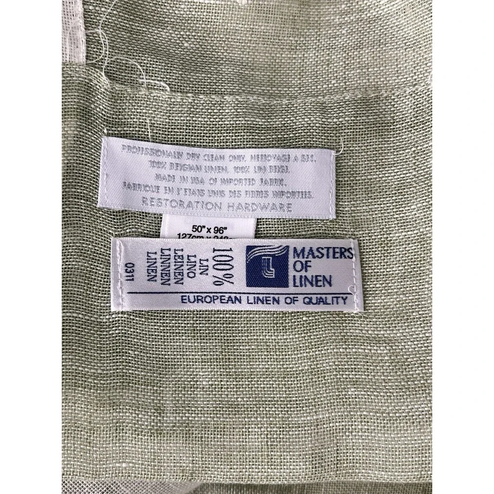 Restoration Hardware Masters of Linen Curtain‎ Sheer Stripe Celadon Cream 50x96